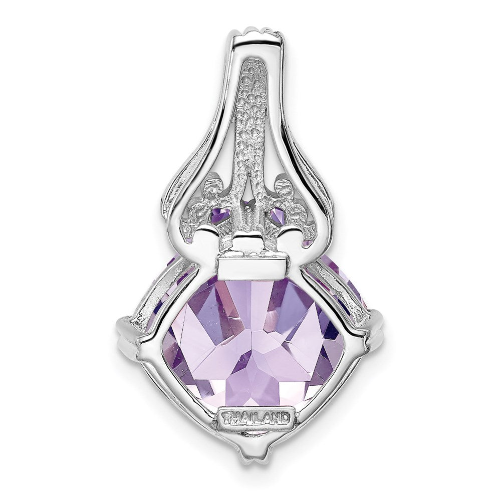 Rhodinierter Sterlingsilber-Anhänger mit Rosaquarz