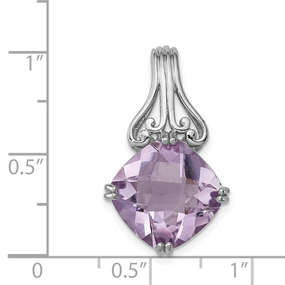 Rhodinierter Sterlingsilber-Anhänger mit Rosaquarz