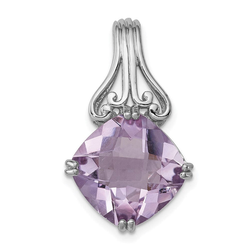 Rhodinierter Sterlingsilber-Anhänger mit Rosaquarz