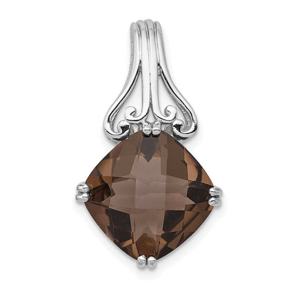 Anhänger aus rhodiniertem Sterlingsilber mit Rauchquarz