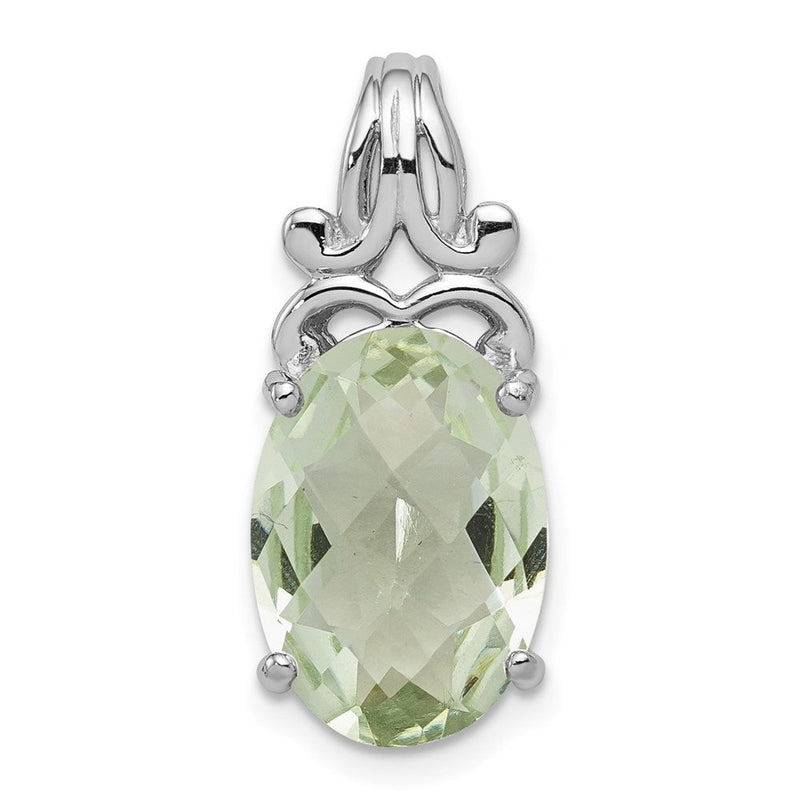 Anhänger aus rhodiniertem Sterlingsilber mit grünem Quarz