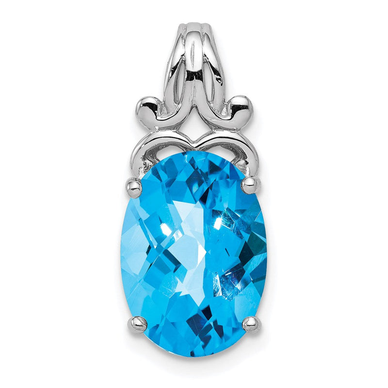 Anhänger aus rhodiniertem Sterlingsilber mit blauem Topas