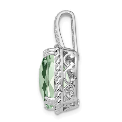 Anhänger aus rhodiniertem Sterlingsilber mit grünem Quarz
