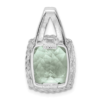 Anhänger aus rhodiniertem Sterlingsilber mit grünem Quarz