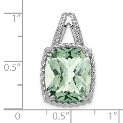 Anhänger aus rhodiniertem Sterlingsilber mit grünem Quarz