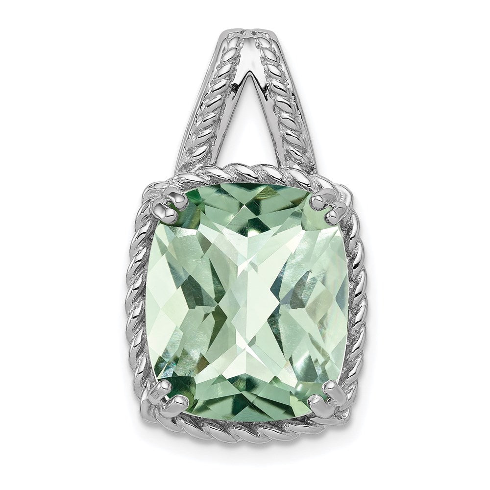 Anhänger aus rhodiniertem Sterlingsilber mit grünem Quarz