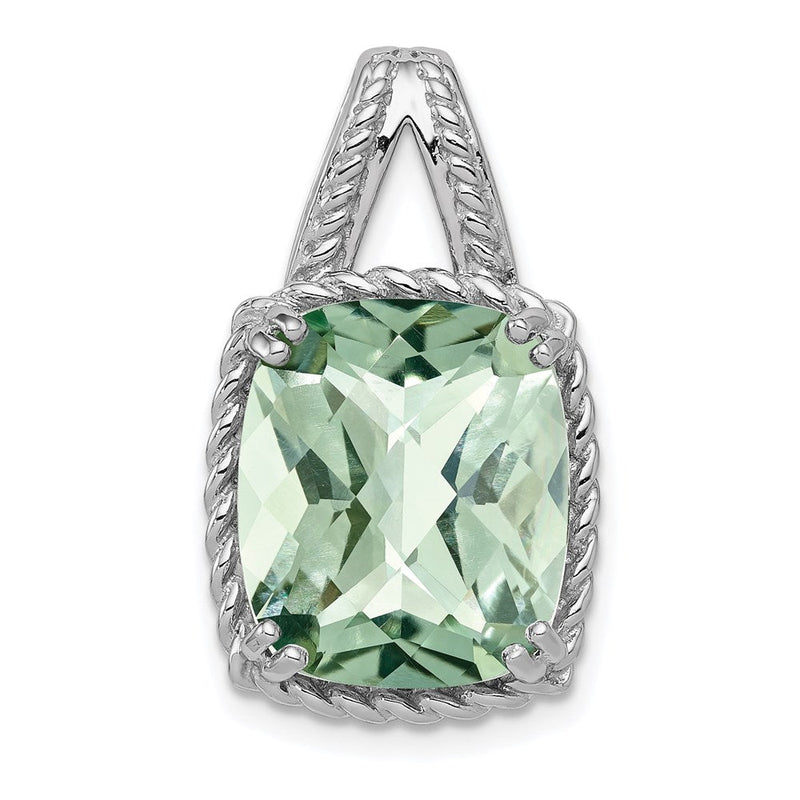 Anhänger aus rhodiniertem Sterlingsilber mit grünem Quarz