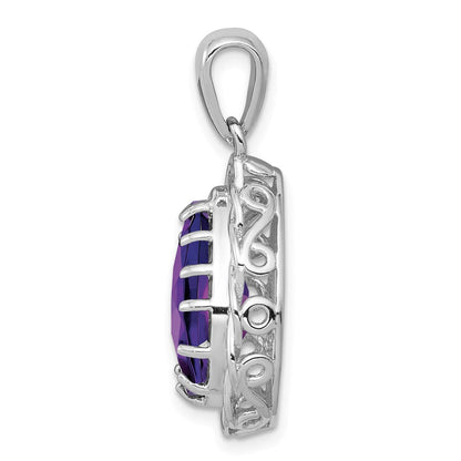Amethyst-Anhänger aus rhodiniertem Sterlingsilber