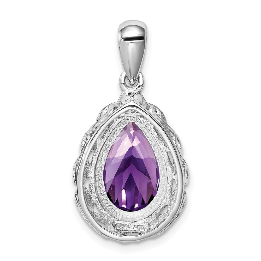 Amethyst-Anhänger aus rhodiniertem Sterlingsilber