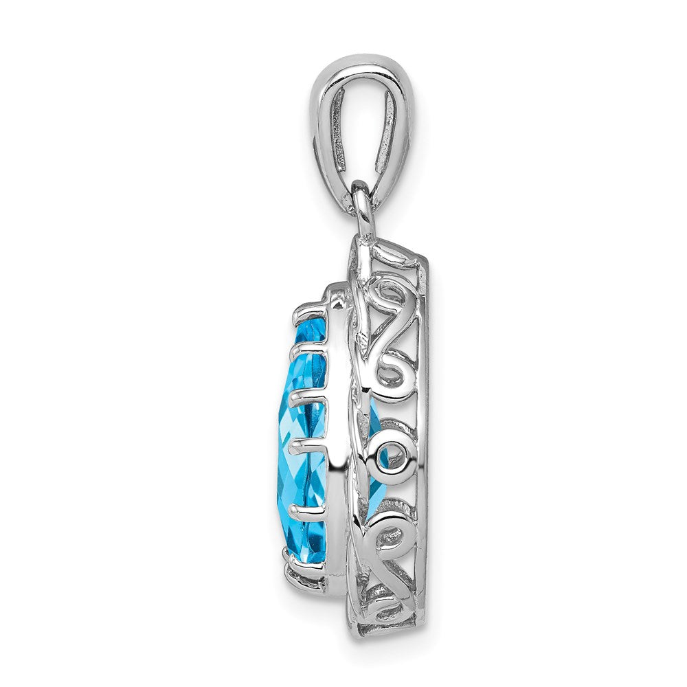 Anhänger aus rhodiniertem Sterlingsilber mit blauem Topas