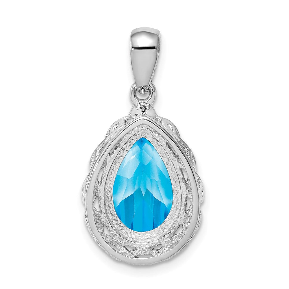 Anhänger aus rhodiniertem Sterlingsilber mit blauem Topas