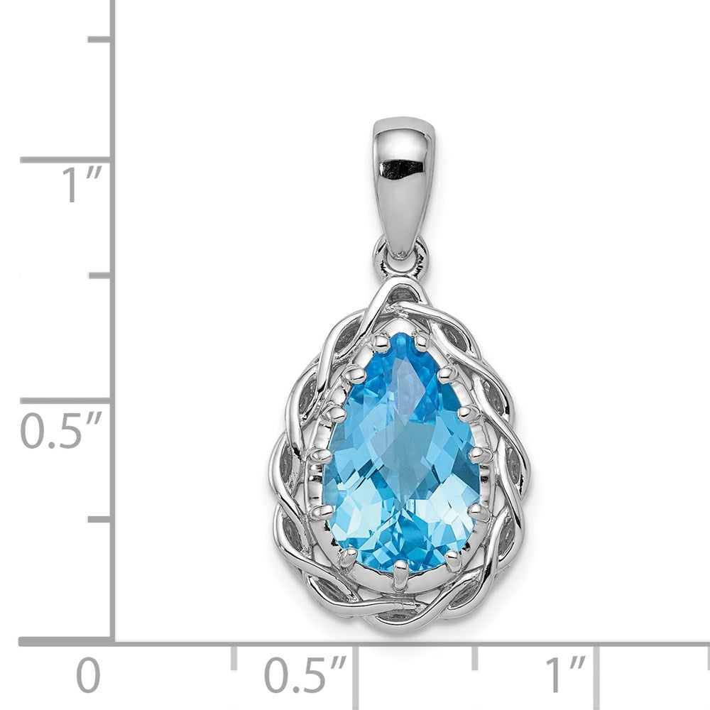 Anhänger aus rhodiniertem Sterlingsilber mit blauem Topas