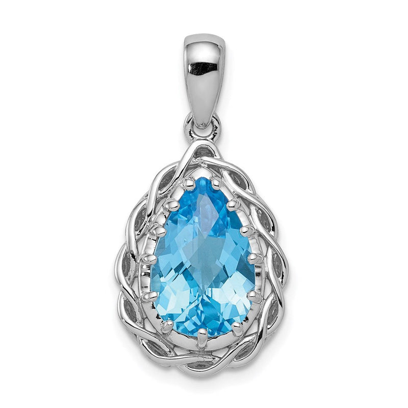 Anhänger aus rhodiniertem Sterlingsilber mit blauem Topas