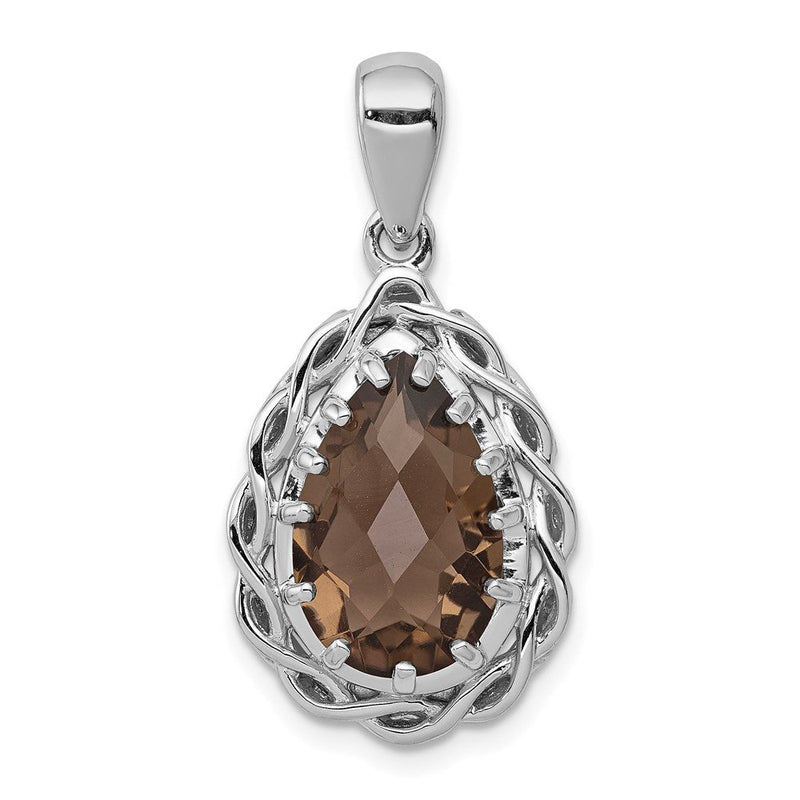 Rhodinierter Sterlingsilber-Anhänger mit Rauchquarz