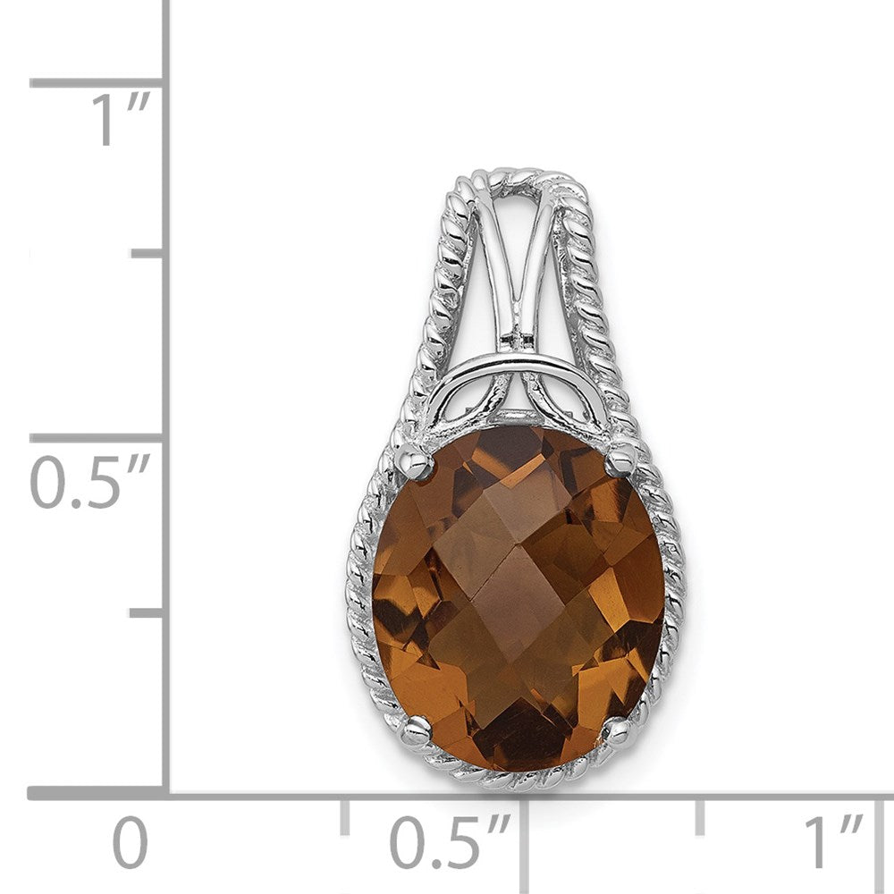 Anhänger aus rhodiniertem Sterlingsilber mit Whiskyquarz