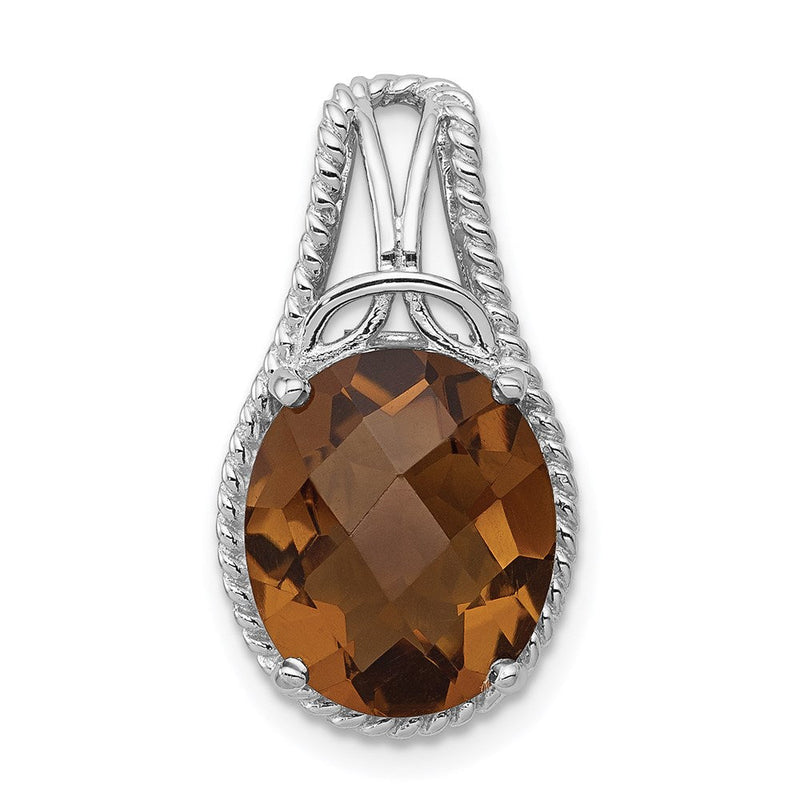 Anhänger aus rhodiniertem Sterlingsilber mit Whiskyquarz