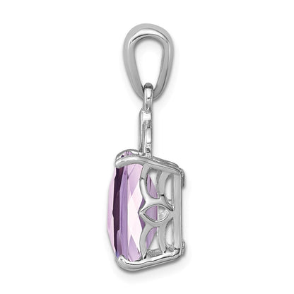 Anhänger aus rhodiniertem Sterlingsilber mit rosafarbenem Quarz