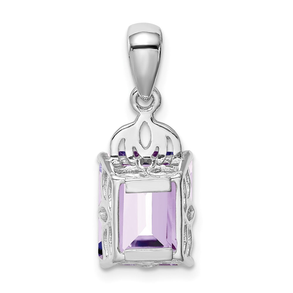 Anhänger aus rhodiniertem Sterlingsilber mit rosafarbenem Quarz