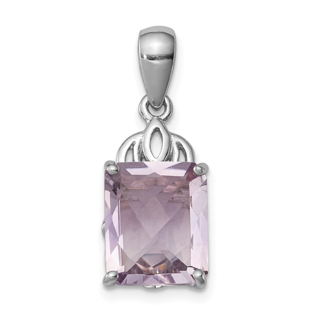 Anhänger aus rhodiniertem Sterlingsilber mit rosafarbenem Quarz