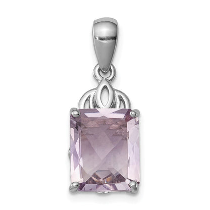 Anhänger aus rhodiniertem Sterlingsilber mit rosafarbenem Quarz
