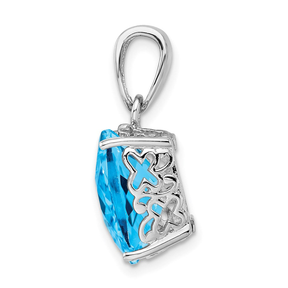 Anhänger aus rhodiniertem Sterlingsilber mit blauem Topas