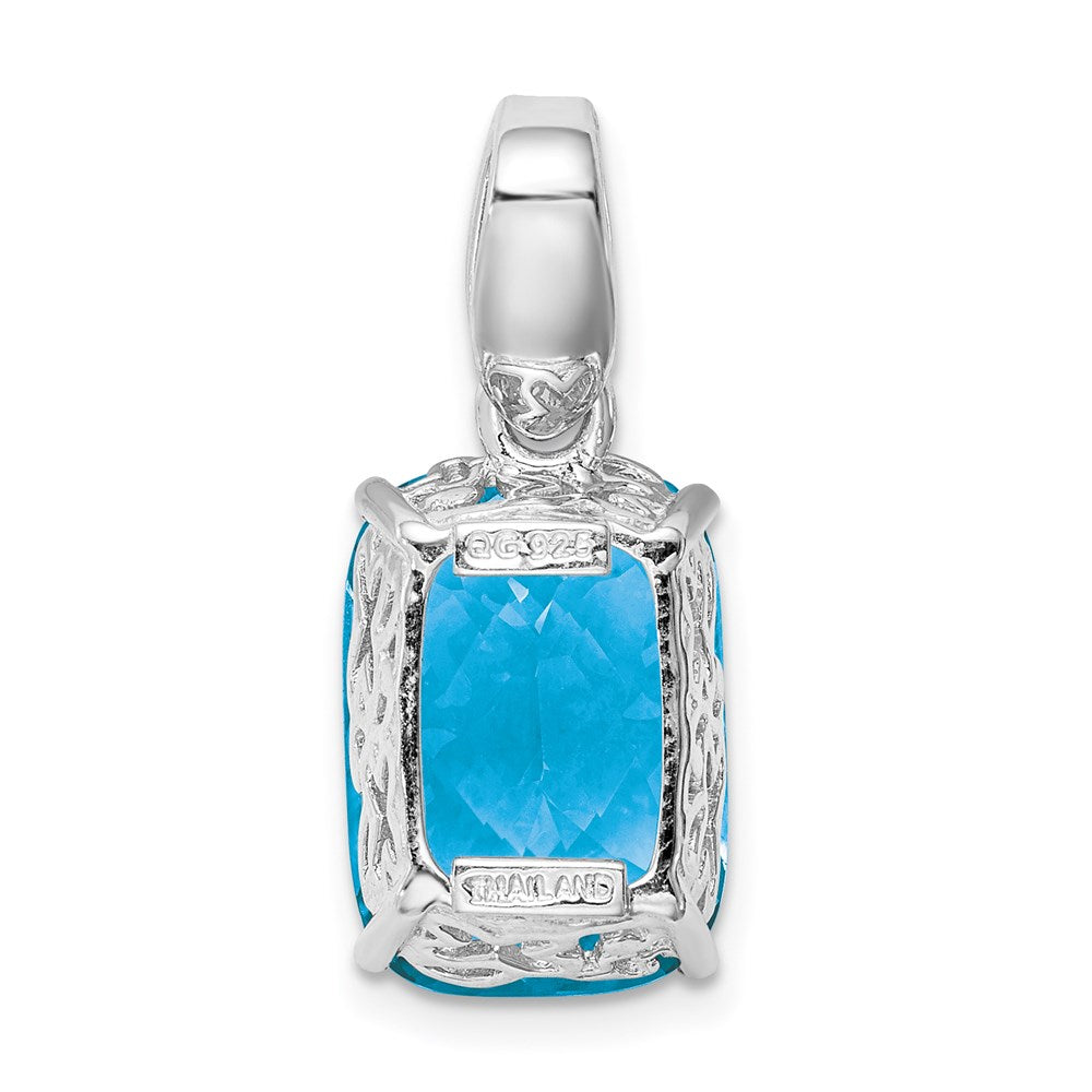 Anhänger aus rhodiniertem Sterlingsilber mit blauem Topas