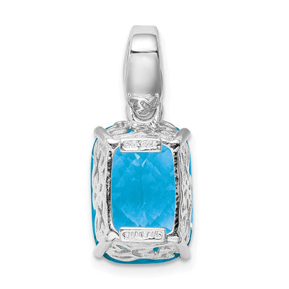 Anhänger aus rhodiniertem Sterlingsilber mit blauem Topas