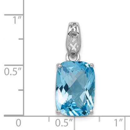 Anhänger aus rhodiniertem Sterlingsilber mit blauem Topas