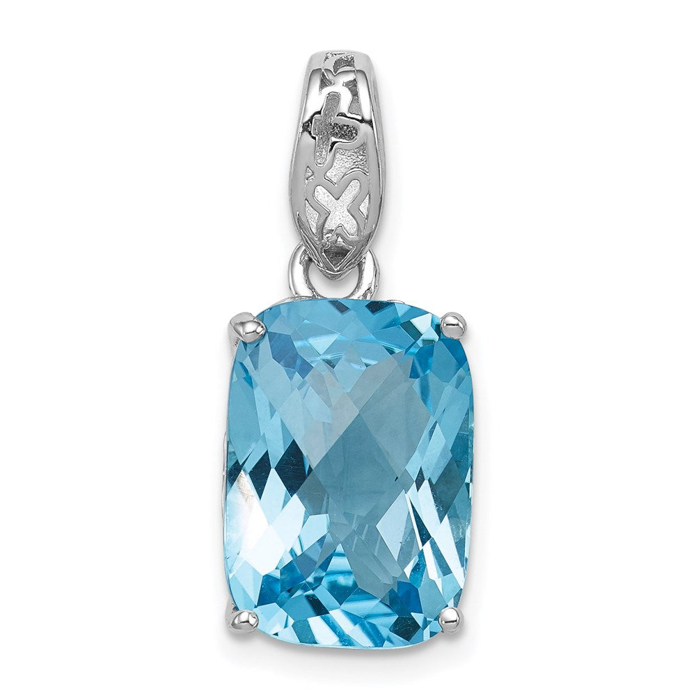 Anhänger aus rhodiniertem Sterlingsilber mit blauem Topas