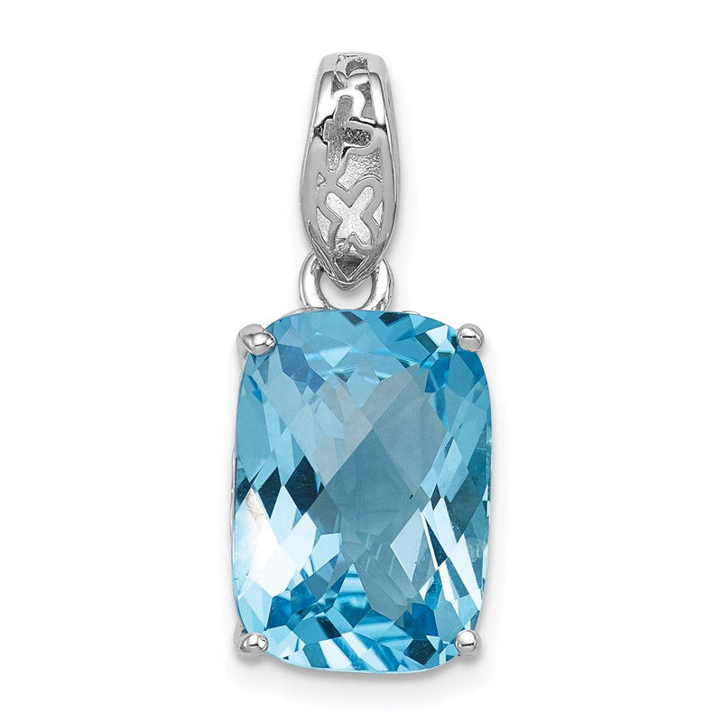 Anhänger aus rhodiniertem Sterlingsilber mit blauem Topas