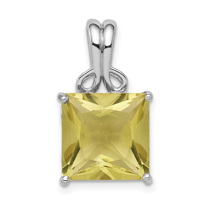 Anhänger aus rhodiniertem Sterlingsilber mit Zitronenquarz
