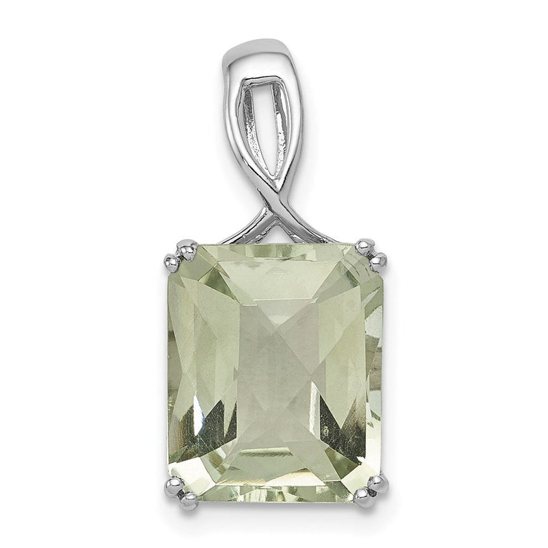 Rhodinierter Anhänger aus Sterlingsilber mit grünem Quarz