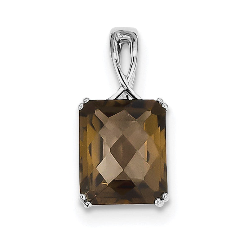 Anhänger aus rhodiniertem Sterlingsilber mit Rauchquarz