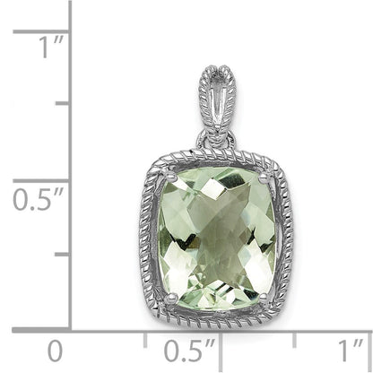Anhänger aus rhodiniertem Sterlingsilber mit grünem Quarz