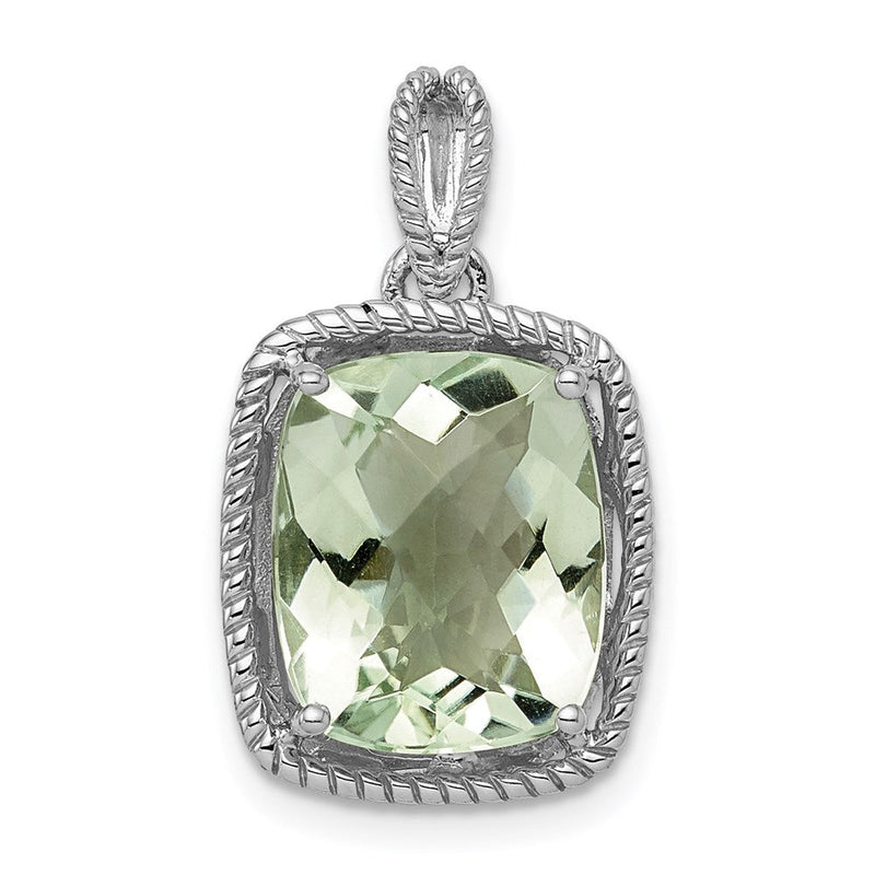 Anhänger aus rhodiniertem Sterlingsilber mit grünem Quarz