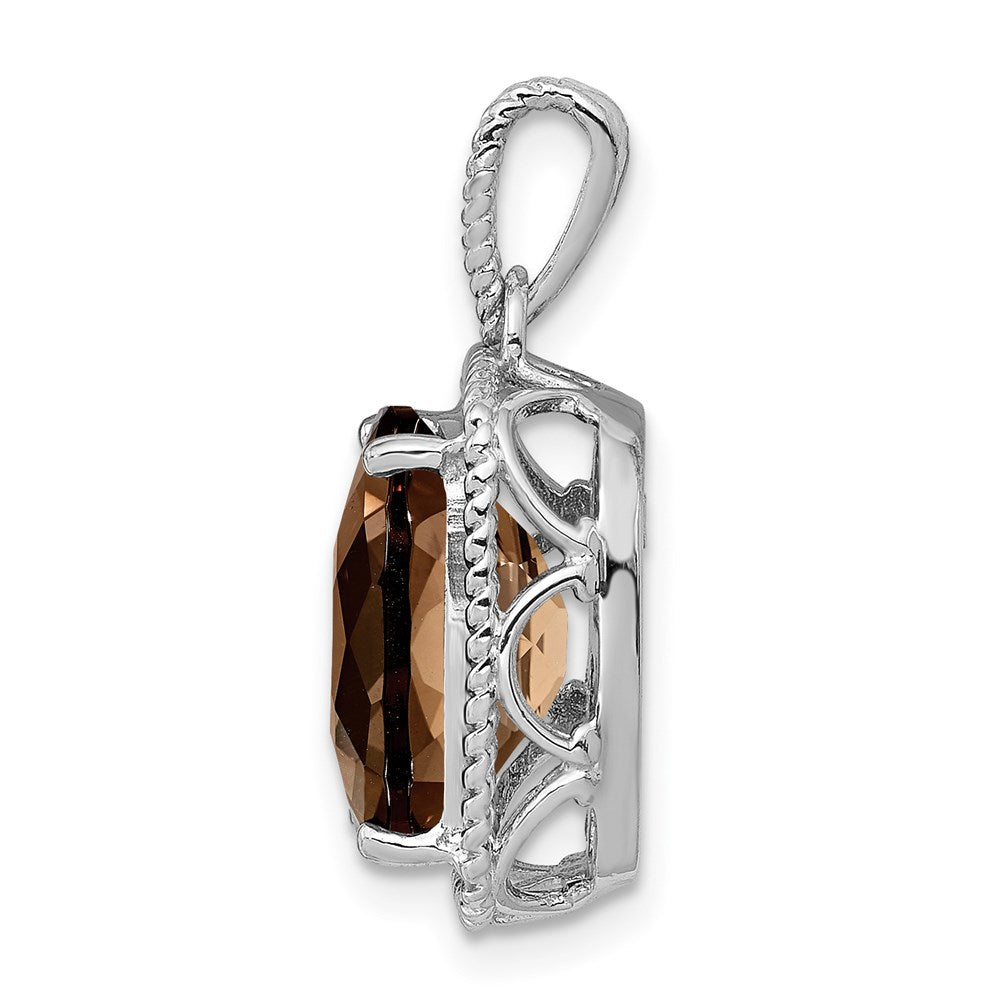 Anhänger aus rhodiniertem Sterlingsilber mit Rauchquarz