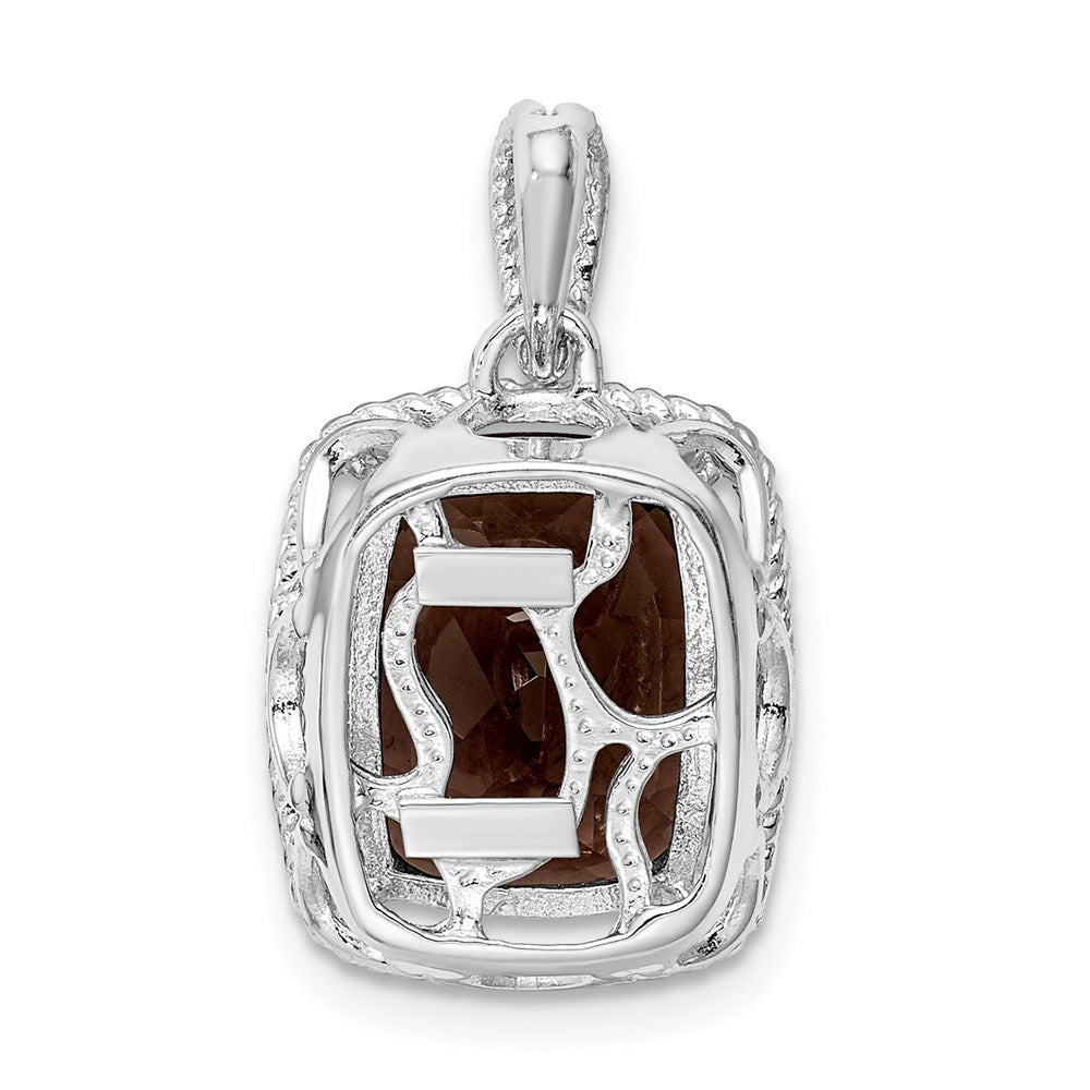 Anhänger aus rhodiniertem Sterlingsilber mit Rauchquarz