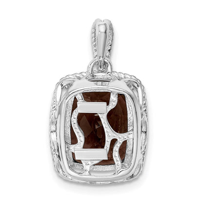 Anhänger aus rhodiniertem Sterlingsilber mit Rauchquarz