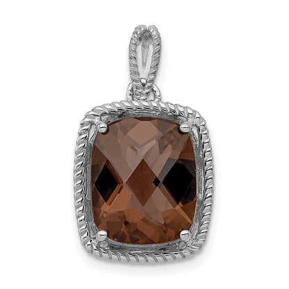 Anhänger aus rhodiniertem Sterlingsilber mit Rauchquarz