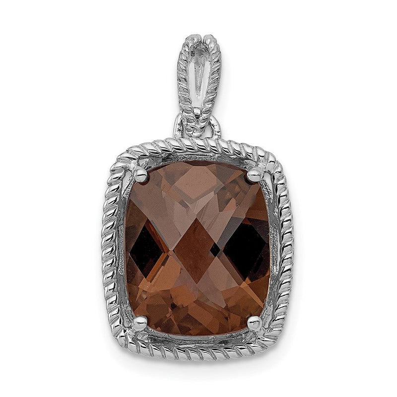 Anhänger aus rhodiniertem Sterlingsilber mit Rauchquarz