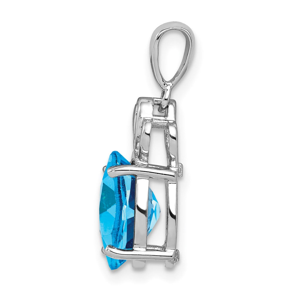 Anhänger aus rhodiniertem Sterlingsilber mit blauem Topas