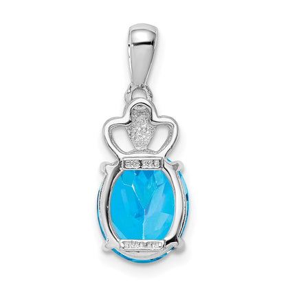 Anhänger aus rhodiniertem Sterlingsilber mit blauem Topas