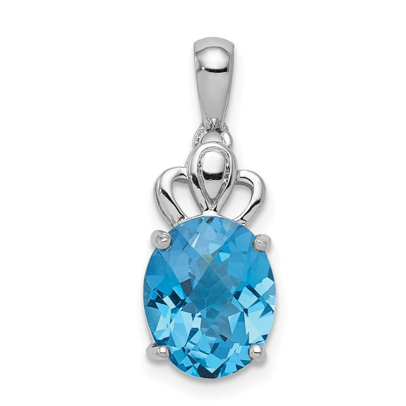 Anhänger aus rhodiniertem Sterlingsilber mit blauem Topas
