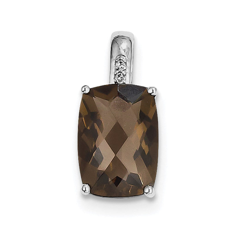 Rhodinierter Sterlingsilber-Anhänger mit Rauchquarz und Diamant