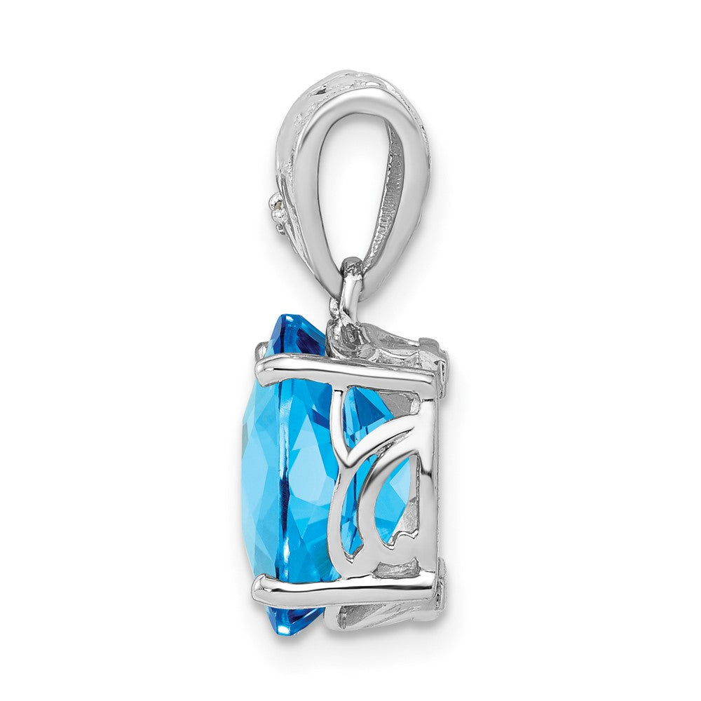 Anhänger aus rhodiniertem Sterlingsilber mit blauem Topas und Diamant