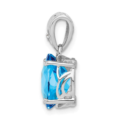 Anhänger aus rhodiniertem Sterlingsilber mit blauem Topas und Diamant