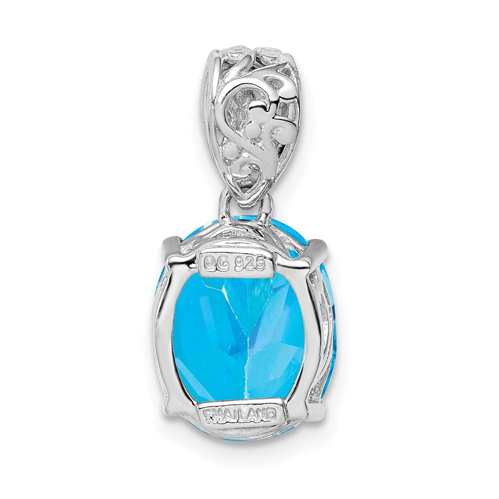 Anhänger aus rhodiniertem Sterlingsilber mit blauem Topas und Diamant