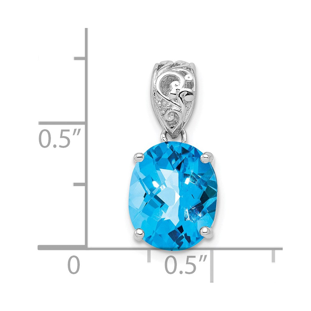Anhänger aus rhodiniertem Sterlingsilber mit blauem Topas und Diamant