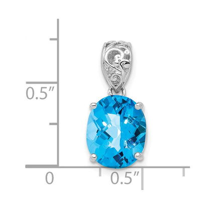 Anhänger aus rhodiniertem Sterlingsilber mit blauem Topas und Diamant