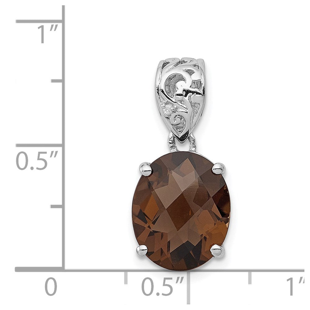 Anhänger aus rhodiniertem Sterlingsilber mit Rauchquarz und Diamant